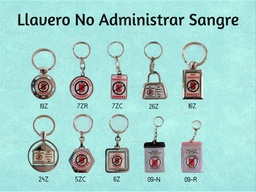 [06 24Z-S] LLAVERO "NO ADMINISTRAR SANGRE" CASA GIRATORIO NIQUEL