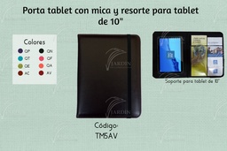 [TM5-AM] PORTA TABLET C/MICA Y RESORTE 9"-10" GRABADO JW SINTETICO MIEL