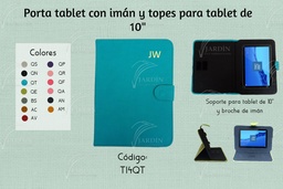 [TI4-QG1] PORTA TABLET C/IMAN Y TOPES 9"-10" GRABADO JW QUEMANTE GRIS CLARO 1