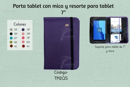 [TM2-AM] PORTA TABLET C/MICA Y RESORTE 7"-8" GRABADO JW SINTETICO MIEL