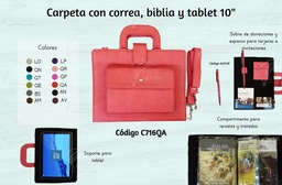 [C716-BS] CARPETA CON CORREA Y BIBLIA Y TABLET 9"-10" (29 X 23 CM) SINTETICO GRIS MEDIO