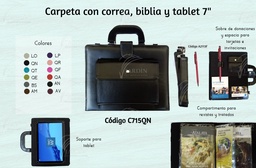 [C715-BS] CARPETA CON CORREA Y BIBLIA Y TABLET 7"-8" (29 X 23 CM) SINTETICO GRIS