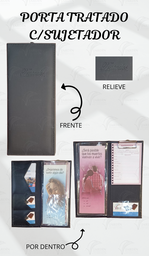 [PB4R-LN] PORTA TRATADOS C/SUJETADOR COSIDO C/MICAS RELIEVE CALIFORNIA NEGRO