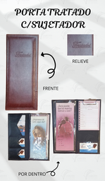 [PB4R-AM] PORTA TRATADOS C/SUJETADOR COSIDO C/MICAS RELIEVE SINTETICO MIEL