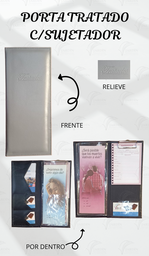 [PB4R-BS] PORTA TRATADOS C/SUJETADOR COSIDO C/MICAS RELIEVE SINTETICO GRIS MEDIO