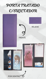 [PB4R-LP] PORTA TRATADOS C/SUJETADOR COSIDO C/MICAS RELIEVE CALIFORNIA MORADO
