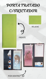 [PB4R-LE] PORTA TRATADOS C/SUJETADOR COSIDO C/MICAS RELIEVE CALIFORNIA VERDE MANZANA