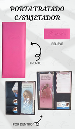 [PB4R-LF] PORTA TRATADOS C/SUJETADOR COSIDO C/MICAS RELIEVE CALIFORNIA FUCSIA