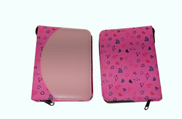 [FBC2-054] FORRO BIBLIA MEDIANA C/CIERRE CAJA RELIEVE COMBINADA CORAZONES CHICOS FONDO FUCSIA-ROSA