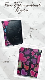 [FBC2-120] FORRO BIBLIA MEDIANA C/CIERRE CAJA RELIEVE COMBINADA CORAZONES GDES FONDO NEGRO.-NEGRO