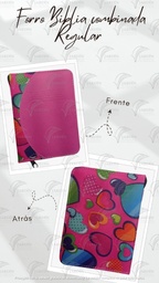 [FBC2-140] FORRO BIBLIA MEDIANA C/CIERRE CAJA RELIEVE COMBINADA CORAZONES GDES.-FONDO FUCSIA,FUCSIA