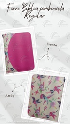 [FBC2-097] FORRO BIBLIA MEDIANA C/CIERRE CAJA RELIEVE COMBINADA COLIBRI-FUCSIA