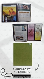 [CJ2-LE1] CARPETA LISA JW GRABADO C/MICA P/TARJETA CALIFORNIA VERDE MANZANA