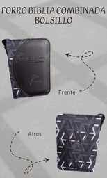 [FBBC-51] FORRO BIBLIA DE BOLSILLO C/CIERRE DE CAJA RELIEVE COMBINADA TRIANGULOS/NEGRO