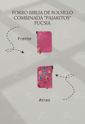 [FBBC-69] FORRO BIBLIA DE BOLSILLO C/CIERRE DE CAJA RELIEVE COMBINADA PAJARITOS/FUCSIA