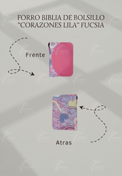 [FBBC-78] FORRO BIBLIA DE BOLSILLO C/CIERRE DE CAJA RELIEVE COMBINADA CORAZONES FONDO LILA/GRIS CLARO
