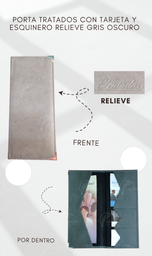 [PT4R-LO] PORTA TRATADOS CON TARJETA Y ESQUINERO METALICO COSIDO (S/MICAS) RELIEVE CALIFORNIA GRIS OSCURO