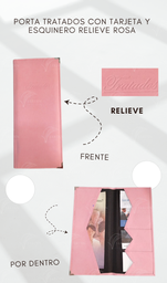 [PT4R-LR] PORTA TRATADOS CON TARJETA Y ESQUINERO METALICO COSIDO (S/MICAS) RELIEVE CALIFORNIA ROSA