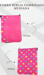 [FBC2-182] FORRO BIBLIA MEDIANA C/CIERRE CAJA RELIEVE COMBINADA BOLITAS/FUCSIA