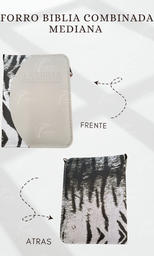 [FBC2-190] FORRO BIBLIA MEDIANA C/CIERRE CAJA RELIEVE COMBINADA CEBRA/GRIS CLARO