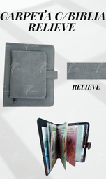 [CB11R-LO] CARPETA CON BIBLIA CALIFORNIA GRIS OSCURO RELIEVE