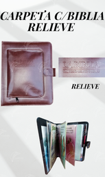 [CB11R-AM] CARPETA CON BIBLIA SINTETICO MIEL RELIEVE