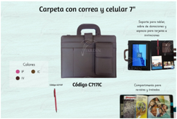 [C717-IF] CARPETA CON CORREA Y CELULAR Y TABLET 7"-8" FUCSIA (IND.)