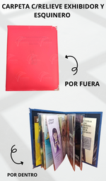[CG5R1-LJ] CARPETA C/RELIEVE EXHIBIDOR Y ESQUINERO METALICO ACOJINADA COSIDA CALIFORNIA ROJO