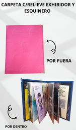 [CG5R1-LF] CARPETA C/RELIEVE EXHIBIDOR Y ESQUINERO METALICO ACOJINADA COSIDA CALIFORNIA FUCSIA