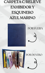 [CG5R1-LZ] CARPETA C/RELIEVE EXHIBIDOR Y ESQUINERO METALICO ACOJINADA COSIDA CALIFORNIA AZUL MARINO