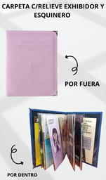 [CG5R1-LR] CARPETA C/RELIEVE EXHIBIDOR Y ESQUINERO METALICO ACOJINADA COSIDA CALIFORNIA ROSA