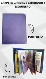 [CG5R1-LP] CARPETA C/RELIEVE EXHIBIDOR Y ESQUINERO METALICO ACOJINADA COSIDA CALIFORNIA MORADO