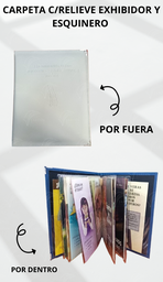 [CG5R1-LG] CARPETA C/RELIEVE EXHIBIDOR Y ESQUINERO METALICO ACOJINADA COSIDA CALIFORNIA GRIS CLARO