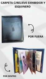 [CG5R1-AN] CARPETA C/RELIEVE EXHIBIDOR Y ESQUINERO METALICO ACOJINADA COSIDA SINTETICO NEGRO