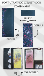 [PB4C-02] PORTA TRATADOS C/SUJETADOR COSIDO COMBINADO CORAZONES LOVE/NEGRO