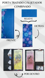 [PB4C-05] PORTA TRATADOS C/SUJETADOR COSIDO COMBINADO FLORES/AZUL MARINO
