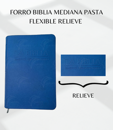 FORRO BIBLIA MEDIANA PASTA FLEXIBLE RELIEVE CALIFORNIA AZUL MARINO
