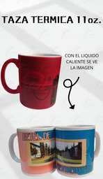 [TZ-16R] TAZA TERMICA ROJA 11 ONZ. MOD.(16) BETEL DE CENTRO AMERICA (FONDO ROSA-AZUL Y CUADRO C/PASILLO EN MEDIO)