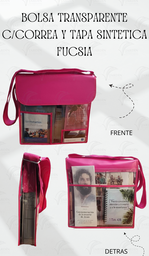 [BTCC2-TF] BOLSA TRANSPARENTE C/CORREA Y TAPA SINTETICA (27X26CM) FUCSIA