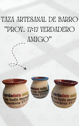 [TZ-AR-01-20] TAZA ARTESANAL DE BARRO (MICHOACANA) "PROV. 17:17 VERDADERO AMIGO" AZUL REY