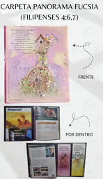 [CP1-LF] CARPETA PANORAMA (FILIPENSES 4:6,7) C/MICA P/TARJETA  CALIFORNIA FUCSIA
