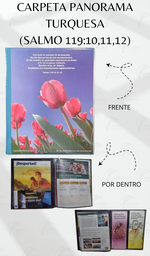 [CP1-1LT] CARPETA PANORAMA (SALMO 119:10,11,12) C/MICA P/TARJETA CALIFORNIA TURQUESA