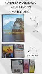[CP1-1LZ] CARPETA PANORAMA (MATEO 28:19) C/MICA P/TARJETA CALIFORNIA AZUL MARINO