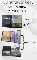 [CP1-2LZ] CARPETA PANORAMA (MATEO 24:14) C/MICA P/TARJETA CALIFORNIA AZUL MARINO