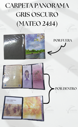[CP1-2LO] CARPETA PANORAMA (MATEO 24:14) C/MICA P/TARJETA CALIFORNIA GRIS OSCURO