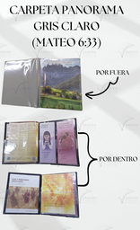 [CP1-3LG] CARPETA PANORAMA (MATEO 6:33) C/MICA P/TARJETA CALIFORNIA GRIS CLARO