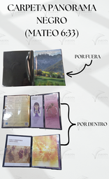 [CP1-4LN] CARPETA PANORAMA (MATEO 6:33) C/MICA P/TARJETA CALIFORNIA NEGRO
