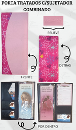 [PB4C-14] PORTA TRATADOS C/SUJETADOR COSIDO COMBINADO COPOS/ROSA