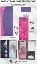 [PB4C-15] PORTA TRATADOS C/SUJETADOR COSIDO COMBINADO COPOS/MORADO