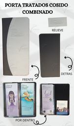 [PBCC-5] PORTA TRATADOS COSIDO RELIEVE COMBINADO CALIFORNIA NEGRO/GRIS CLARO